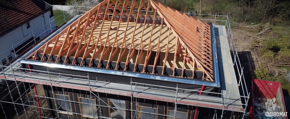 Vidéo aérienne d’une maison ossature bois Sibomat.
