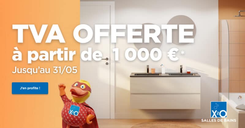 TVA offerte à partir de 1 000 € chez X²O Salles de bains
